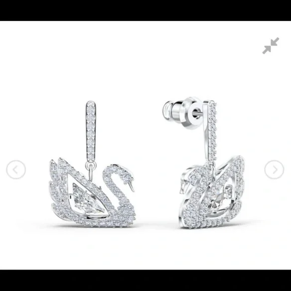 - Swarovski 311797 No.5514420 Dancing Swan Drop Earrings, White - Rhod… - Picture 3 of 12